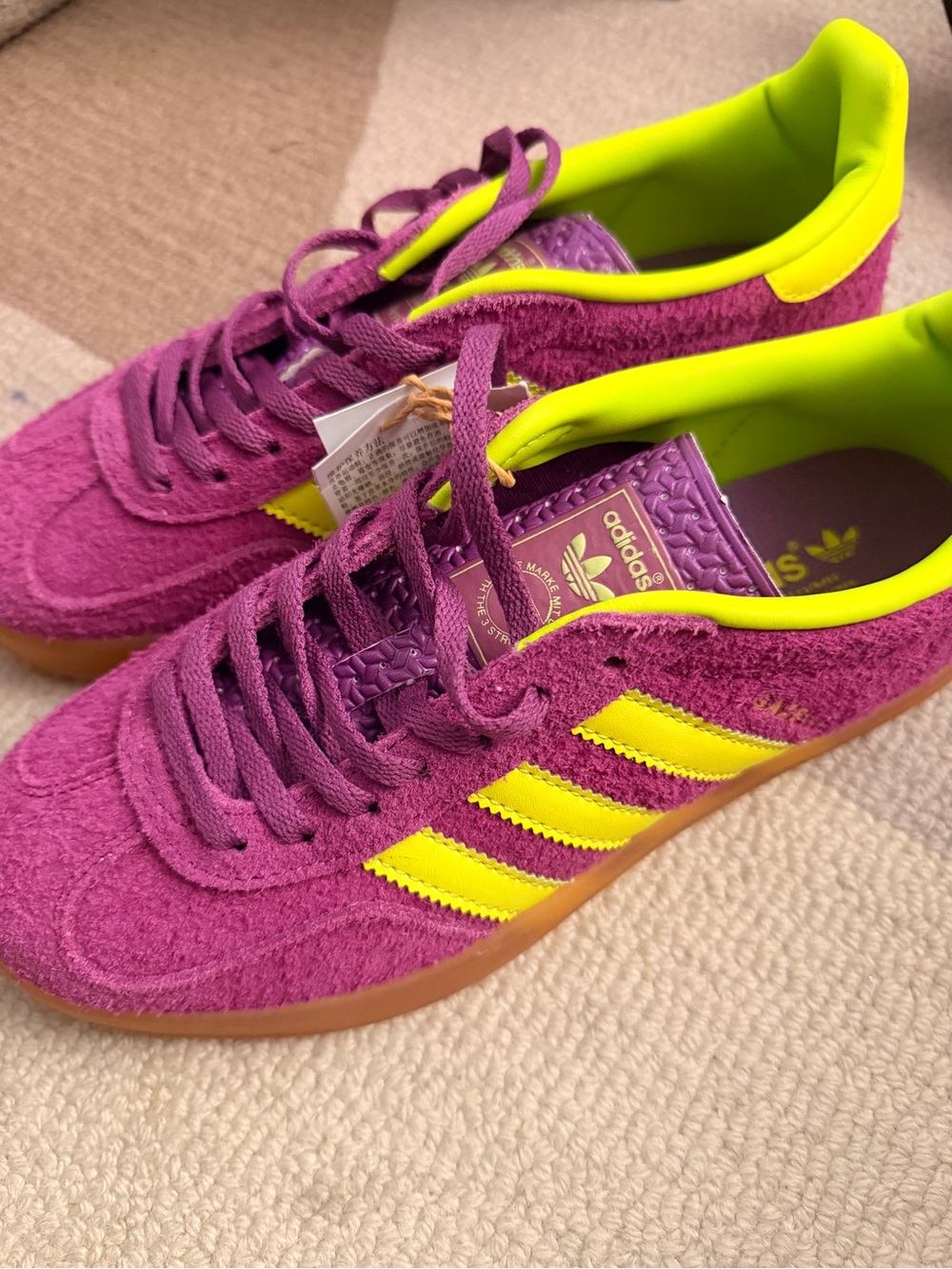 adidas spezial Women's Purple & Neon Yellow Suede Sneakers - Picture 5 of 5